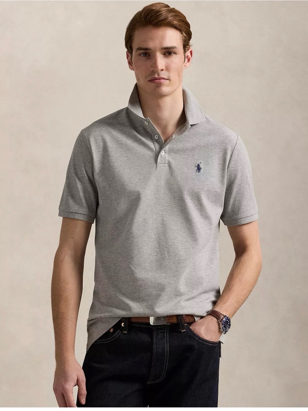 Polo by Ralph Lauren Grey Short-Sleeve Polo 100% Cotton Size M